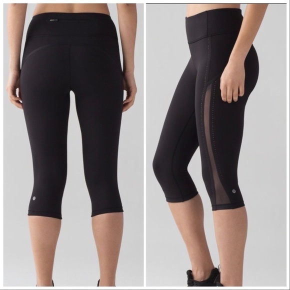 Lululemon Smooth Stride Crop Leggings. Black. Size 6 - Picture 1 of 14
